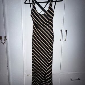 bebe Black and Tan Striped Dress